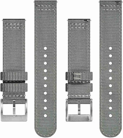 BISONSTRAP Men’s Nylon Watch Bands, Two-Piece Military Watch Straps, Quick Release, Brushed Buckle, Band Width 18mm 19mm 20mm 22mm