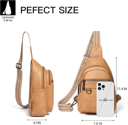 Leresas 7L Sling Bag for Women Men Vegan Leather Crossbody Bags Fanny Pack Purse Backpack Over Shoulder Bag Travel Anti Theft
