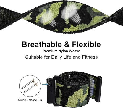WOCCI 20mm Adjustable Nylon Watch Band, Quick Release Sport Loop Strap (Jungle Camo)
