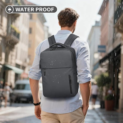 Lightweight 20L Commute Backpack for Men & Women, Water-Resistant Travel Daypack with 15.6-Inch Laptop Compartment & Anti-Theft Pockets, Dark Gray