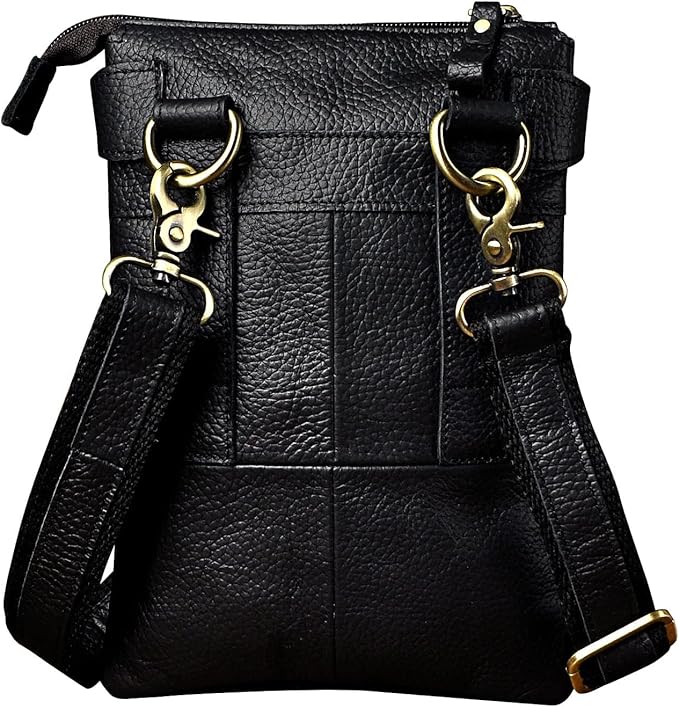 Le'aokuu Mens Genuine Leather Fanny Small Messenger Shoulder Satchel Waist Bag Pack 8711