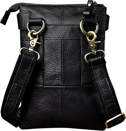 Le'aokuu Mens Genuine Leather Fanny Small Messenger Shoulder Satchel Waist Bag Pack 8711