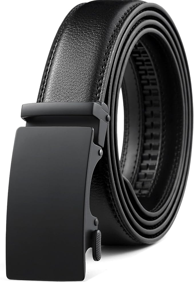 Founders & C Ratchet Belts for Men-Black/Brown Belt Leather 1 3/8" for Casual Dress-Micro Adjustable Belt