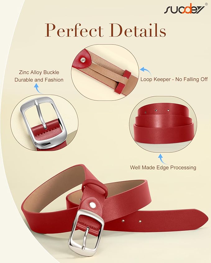 SUOSDEY Women Belts For Jeans Dresses Pants Ladies Leather Waist Belt with Elegant Buckle, Width 1.3"