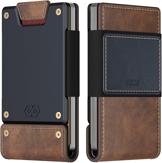 PROOF Wallet | Slim Minimalist Wallets for Men | Leather & Metal | RFID Wallet | Front/Back Pocket | Gift Box | Veteran Owned