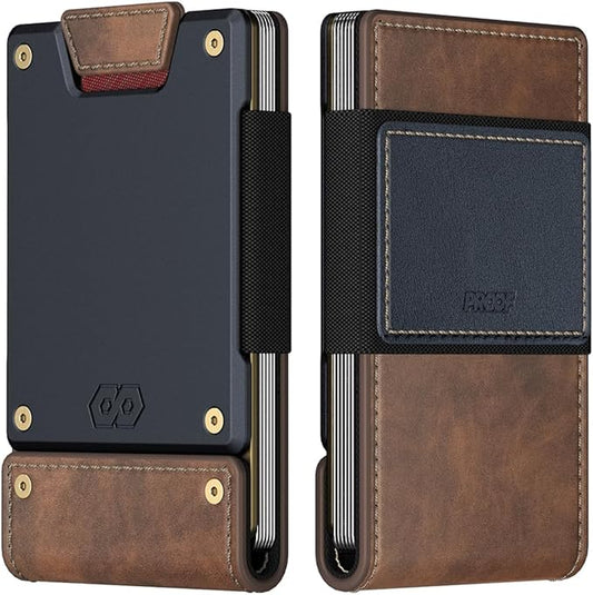 PROOF Wallet | Slim Minimalist Wallets for Men | Leather & Metal | RFID Wallet | Front/Back Pocket | Gift Box | Veteran Owned