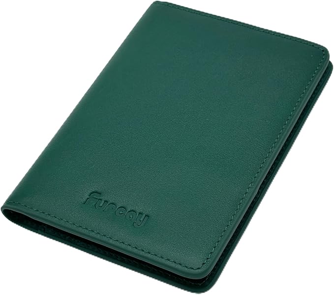 Slim Nappa Leather RFID blocking Passport Cover for Men and Women (Green/Brown)