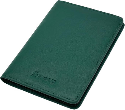 Slim Nappa Leather RFID blocking Passport Cover for Men and Women (Green/Brown)