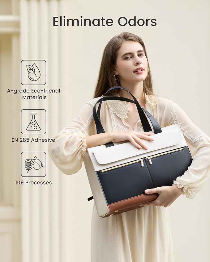 LOVEVOOK Laptop Bag for Women 15.6 Inch Laptop Tote Work Bag Professional Leather Computer Briefcase Waterproof Handbag Shoulder Bag Large Capacity Business Teacher Office Bag Crossbody Purse