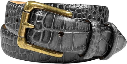 Adam Gold Men's Genuine Full-Grain Cowhide Leather Dress Belt 1-1/8"(30mm) Wide Polished Buckle