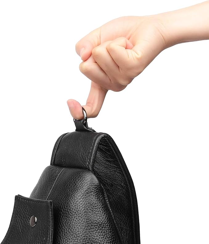 Polare Cowhide Leather Waterproof Casual Daypack Sling Shoulder Chest Crossbody Bag For Men