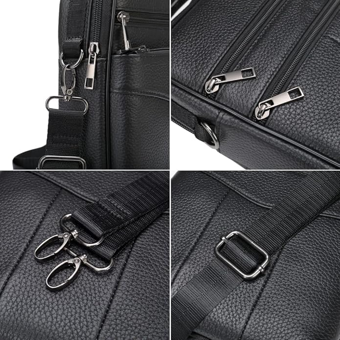 Hebetag Small Leather Sling Shoulder Bag Messenger Pack for Men Women Outdoor Travel Business