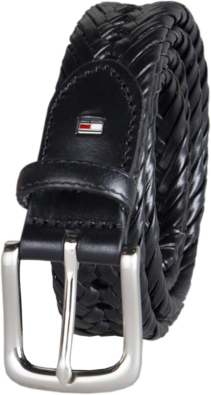 Tommy Hilfiger Men's Fully Adjustable Leather Braided Belt, Classic Strap for Jeans, Khakis & Dress Pants