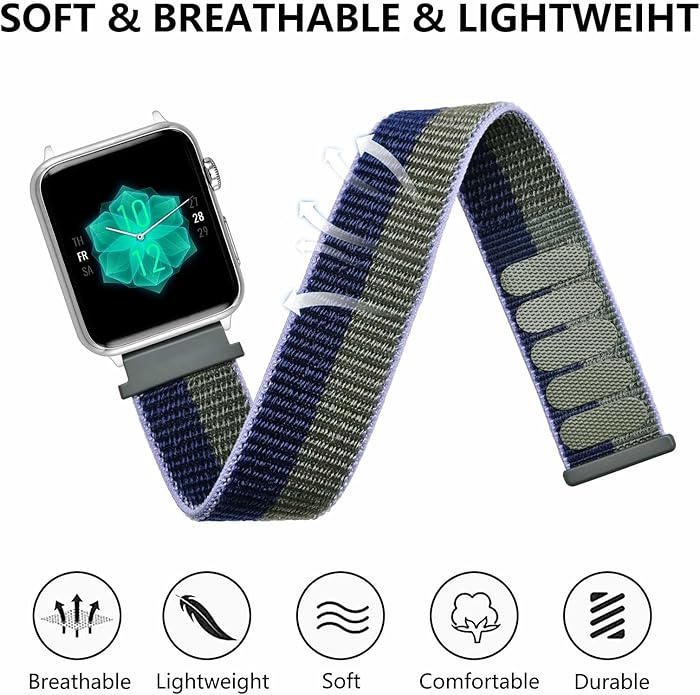 ANNEFIT Nylon Sport Loop Watch Bands, 2 Packs Quick Release Adjustable Strap 16mm 18mm 19mm 20mm 21mm 22mm 24mm
