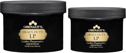Obenauf's Heavy Duty LP Leather Preservative (4oz)- All Natural Beeswax Oil Conditioner- Rejuvenate Restore & Preserve Sunfaded or Cracked Boots Jackets Saddles Car Auto Upholstery Furniture- USA Made