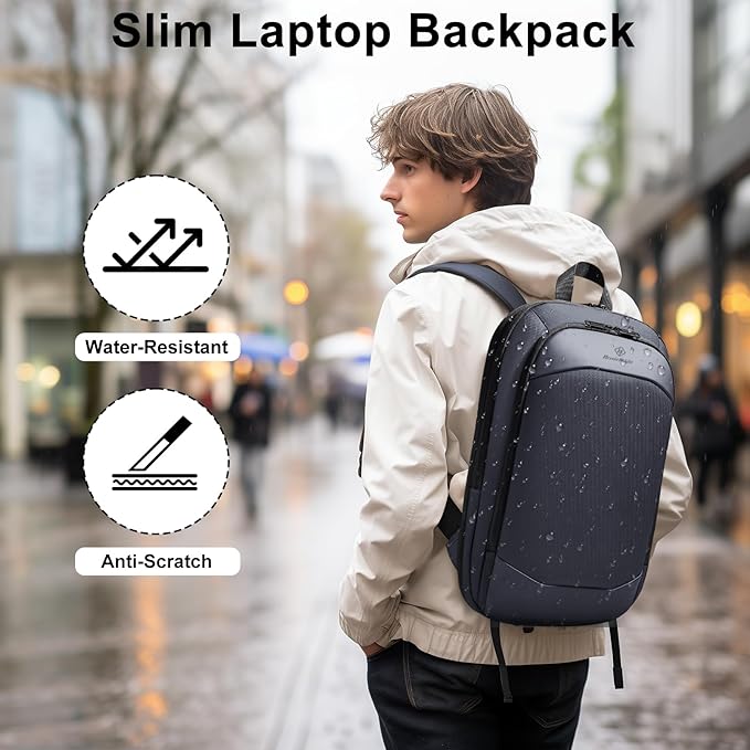 Slim Laptop Backpack for Men,Waterproof Expandable High Tech Business Work Backpack for Men and Women,15.6 Inch Lightweght Anti-theft Travel Backpack Durable College Casual Daypack Computer Laptop Bag