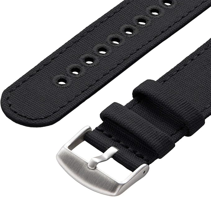 Archer Watch Straps - Canvas Quick Release Watch Bands (Black, 22mm)
