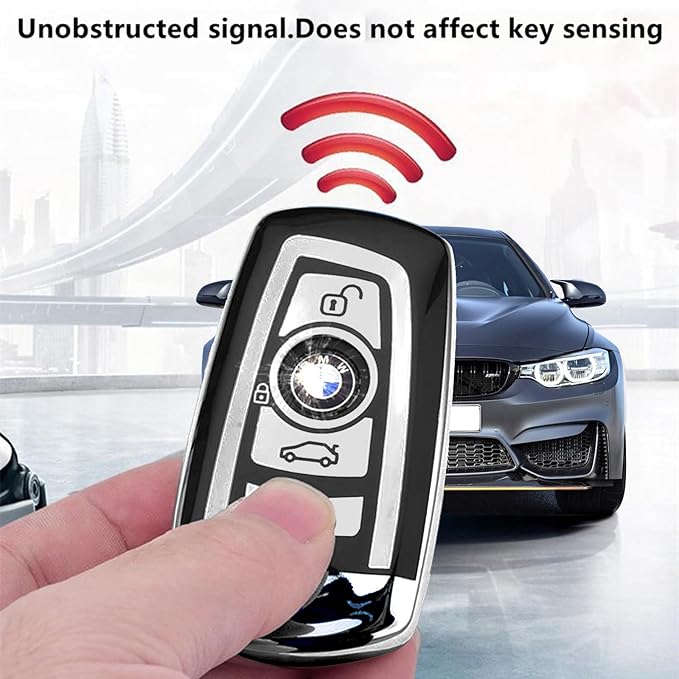 Creativity Suitable For BMW key fob cover. Advanced soft TPU key box is compatible with X1 X3 X4 X5 X6 1 2 4 5 6 7 M3 M5 M6 GT3 GT5 G30 F10 F15 F16 F20 key (Type A Silver single key case)