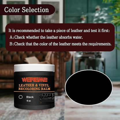 Leather Recoloring Balm & Color Restorer - Multipurpose Dye & Paint for Faded Leather Couches, Car Seats, Shoes | Fix Scratches on Clothing, Furniture & Accessories(Black)