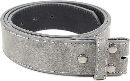 BC Belts Leather Belt Strap with Vintage Distressed Texture 1.5" Wide with Snaps and without Buckle
