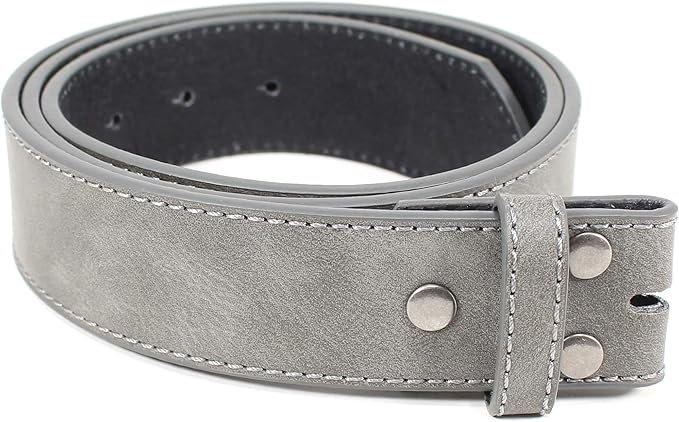 BC Belts Leather Belt Strap with Vintage Distressed Texture 1.5" Wide with Snaps and without Buckle