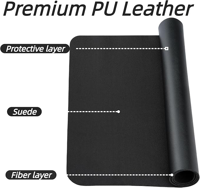 Desk Pad Mat PU Leather Non-Slip Water-Resistant Desk Matt for Desktop Large Mouse Pad for Office and Home Black 23.6" x 13.8"