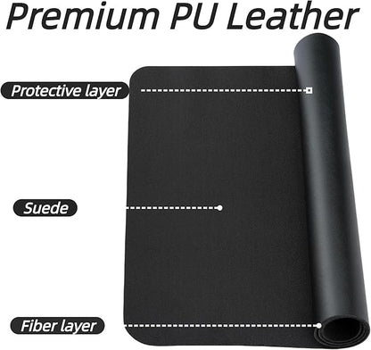 Desk Pad Mat PU Leather Non-Slip Water-Resistant Desk Matt for Desktop Large Mouse Pad for Office and Home Black 23.6" x 13.8"