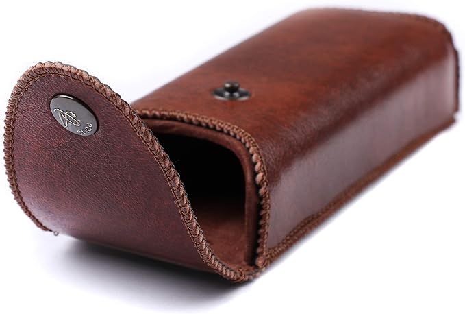 Hard Eyeglass Case With Belt Loop, PU Leather Glasses Case, Eyeglasses Cases, Reading Glass Case, Spectacles Box For Eyeglass, Classic Style Brown Eyeglass Case Small