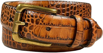 Adam Gold Men's Genuine Full-Grain Cowhide Leather Dress Belt 1-1/8"(30mm) Wide Polished Buckle