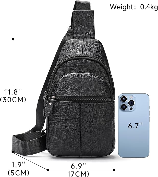 Genuine Leather Sling Bags for Men Crossbody Purse Vintage Small Messenger Shoulder Bag for Phone Side Chest Daypack Bag