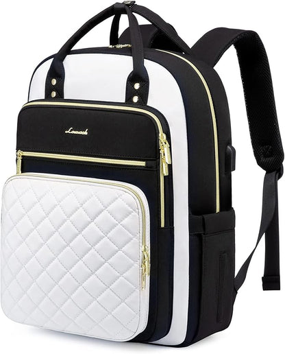 LOVEVOOK Laptop Backpack for Women, Water Resistant Travel Work Backpacks Purse Stylish College Business Teacher Nurse Computer Bag with USB Charging Port, Fits 15.6" Laptop