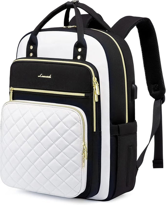 LOVEVOOK Laptop Backpack for Women, Water Resistant Travel Work Backpacks Purse Stylish College Business Teacher Nurse Computer Bag with USB Charging Port, Fits 15.6" Laptop