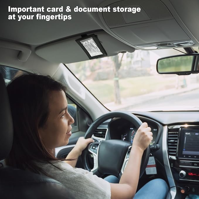 Registration & Insurance Card Document Holder for Visor, Carrying Case for High Road Registration and Insurance Pocket, Adjustable Visor Bag Drivers License Holder, Fit Most Car, SUV and Truck (Black)