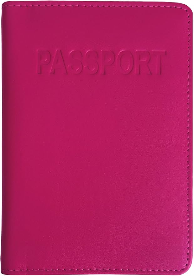 Bright Pink Genuine Leather RFID Passport Cover