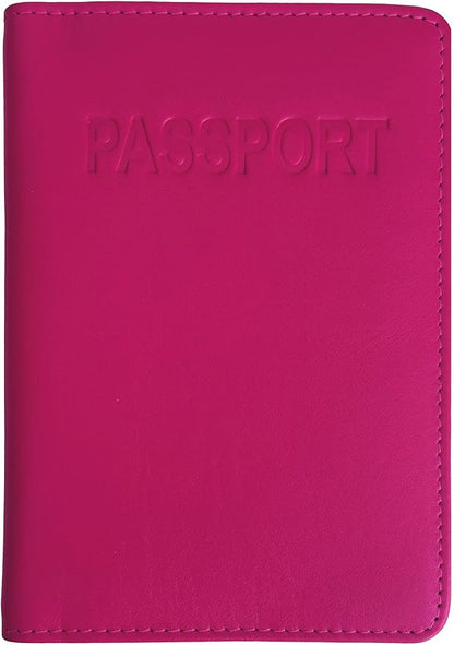 Bright Pink Genuine Leather RFID Passport Cover