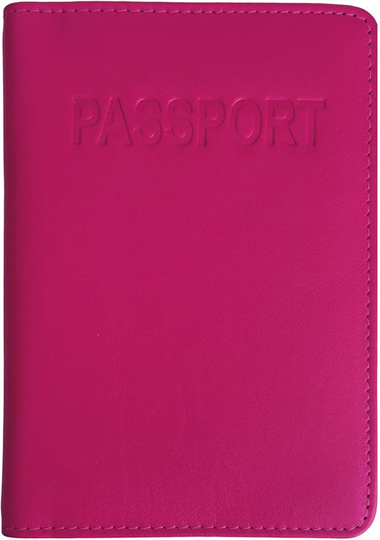 Bright Pink Genuine Leather RFID Passport Cover