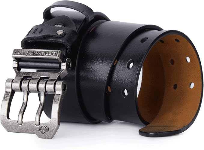 BISON DENIM Men's Belts Leather Dress Genuine Leather Classic Heavy Duty Buckle Belt Casual for Jeans