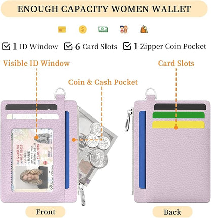 Hancynir Minimalist Small Wallet Women Credit Card Holder, RFID Blocking Slim Mini Card Wallets Cute Front Pocket PU Leather Card Case Thin Travel Zipper Coin Cash Ladies Female Wallet Gifts
