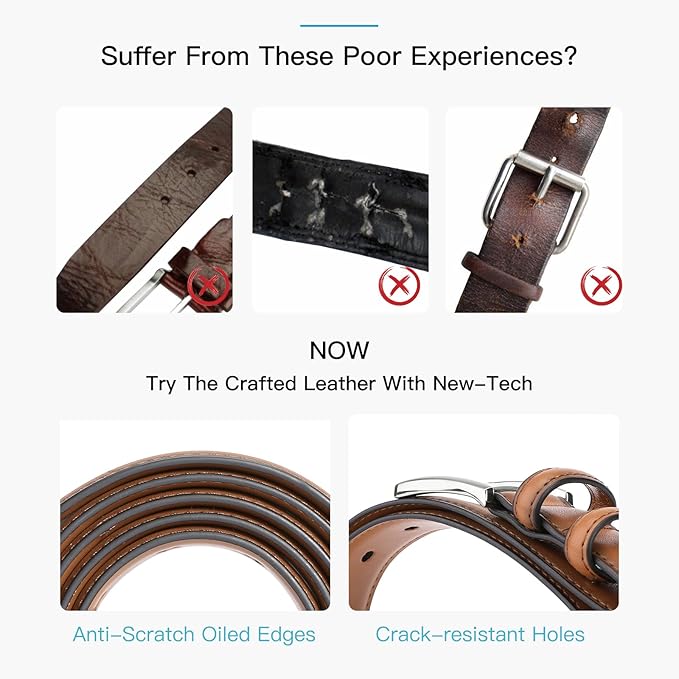 SENDEFN Mens Belts Leather Belt for Men 1 1/4" for Casual Jeans Dress Pants with Gift Box