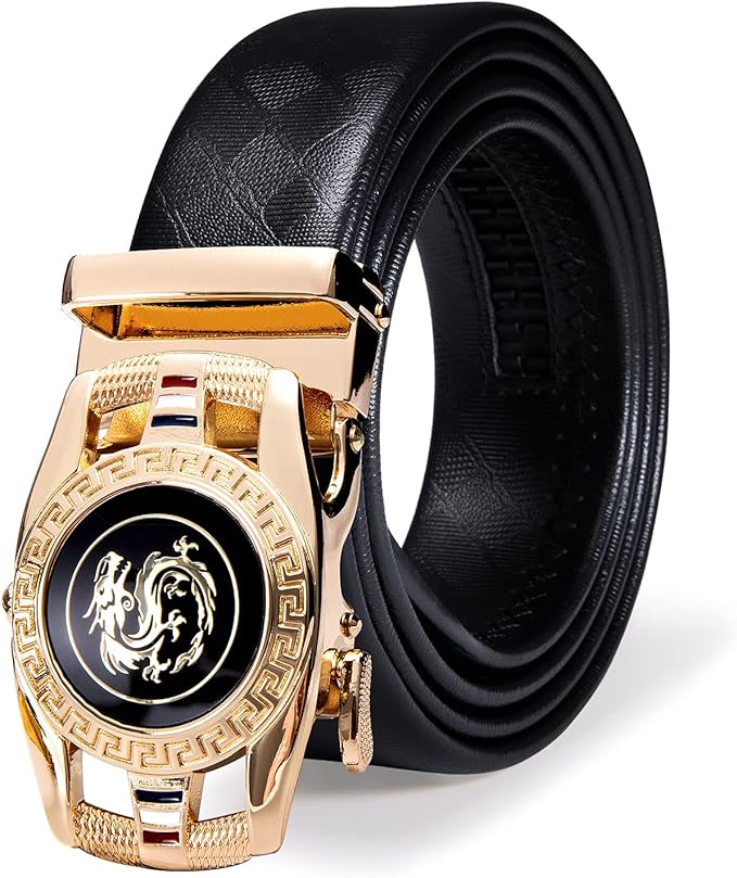 Dubulle Designer Mens Belts, Sliding Automatic Buckle Ratchet Dress Belt TOP Genuine Leather Strap Gifts
