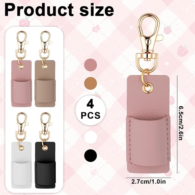 4 Pcs Lanyard Pen Holder Portable Anti-Lost Pencil Lanyard PU Leather Pen Keychain Holder Pouch Neck for Pencil Badges Clipboard Nurses Office Courier (Multi-colored)