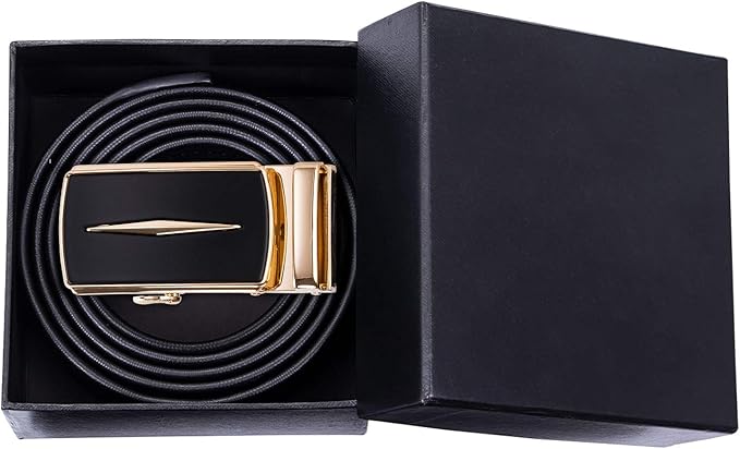 Dubulle Designer Ratchet Belt for Men Leather Fashion Adjustable Automatic Buckle Sliding Removable Dress Casual