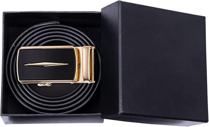 Dubulle Designer Ratchet Belt for Men Leather Fashion Adjustable Automatic Buckle Sliding Removable Dress Casual