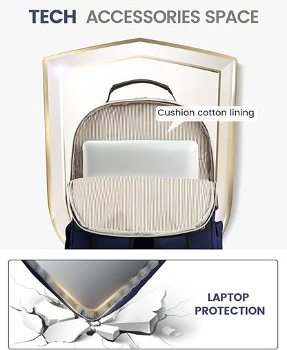 LOVEVOOK Laptop Backpack Purse for Women, Work Business Travel Computer Bags, College Nurse Backpack for Womens, Quilted Casual Daypack with USB Port, Fit 15.6 Inch Laptop, Navy