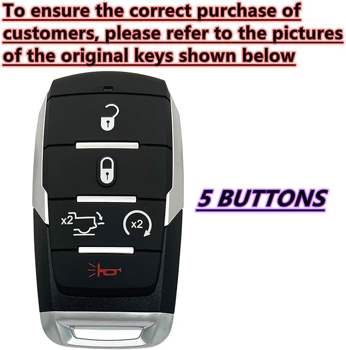 Key Protective Shell for RAM Key Fob Cover with Keychain Fit for RAM 1500 2500 3500 Smart Key Case Accessories (5-Button-Pink-Silver)