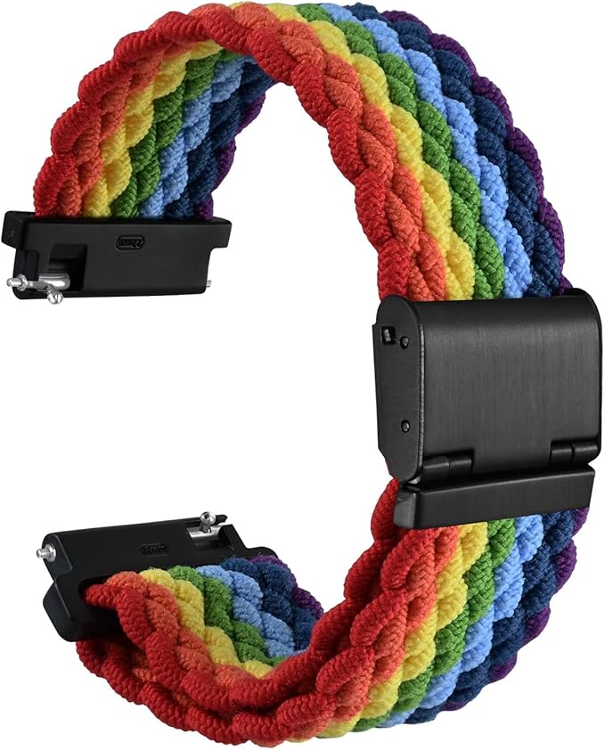 WOCCI 18mm Braided Nylon Watch Band for Men and Women, Quick Release, Black Stainless Steel Buckle (Multicolor)