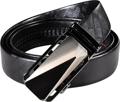 Dubulle Designer Mens Belts, Sliding Automatic Buckle Ratchet Dress Belt TOP Genuine Leather Strap Gifts