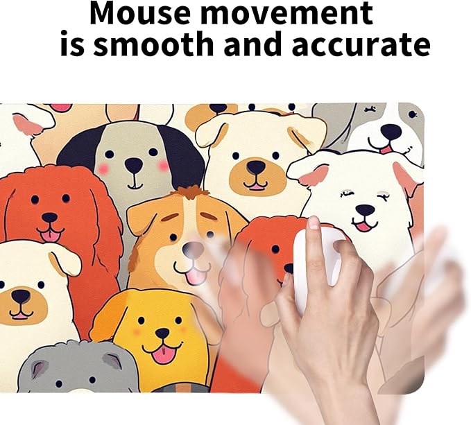 Positively Adorable Dog Desk Mat - （27.56 * 13.78in） Desk Pad, Large Non-Slip PU Leather Pad for Aesthetic Home Office & Gaming,A Gift for Dog Lovers