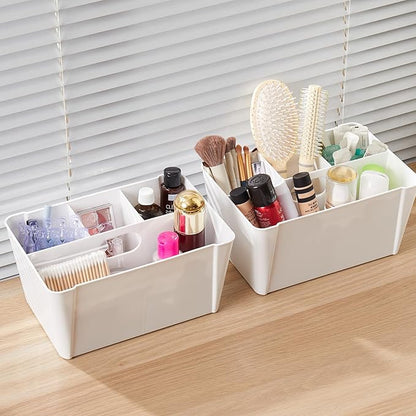 MACOPRO 17QT Craft Storage Box with 2 Removable Caddy Trays, Clear Stackable Plastic Organizer with Lid for Art Supplies, Beads, Sewing Tools, Pens & Kids Toys (White, 1Pack-2-in-1)