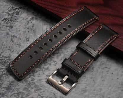hemsut h Leather Watch Bands for Men, Horween Quick Release Leather Watch Strap Vintage Watch Replacement Wrap of 18mm, 20mm, 22mm